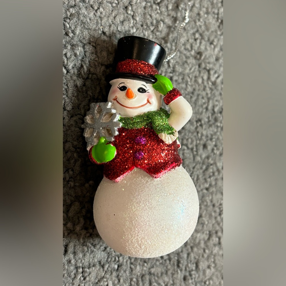Celebrations Snowman Girl Glitter Ornament 4”